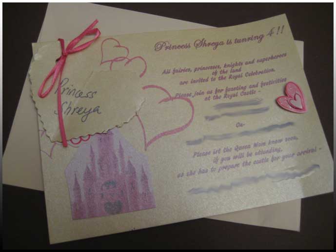 princess birthday card invite